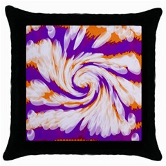 Tie Dye Purple Orange Abstract Swirl Throw Pillow Case (black) by BrightVibesDesign