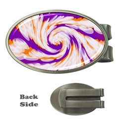 Tie Dye Purple Orange Abstract Swirl Money Clips (oval)  by BrightVibesDesign