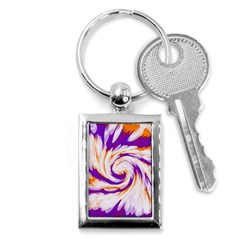 Tie Dye Purple Orange Abstract Swirl Key Chains (rectangle)  by BrightVibesDesign