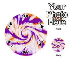 Tie Dye Purple Orange Abstract Swirl Playing Cards 54 (round)  by BrightVibesDesign