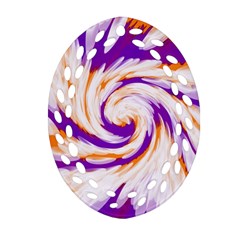 Tie Dye Purple Orange Abstract Swirl Oval Filigree Ornament (2-side) 