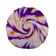 Tie Dye Purple Orange Abstract Swirl Standard 15  Premium Round Cushions by BrightVibesDesign