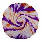 Tie Dye Purple Orange Abstract Swirl Large 18  Premium Round Cushions Front