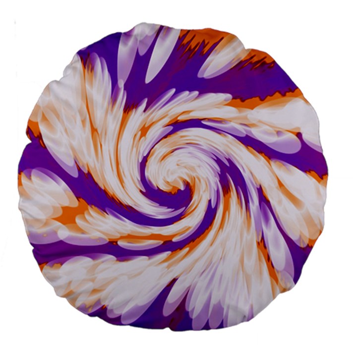 Tie Dye Purple Orange Abstract Swirl Large 18  Premium Round Cushions