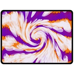 Tie Dye Purple Orange Abstract Swirl Double Sided Fleece Blanket (large) 