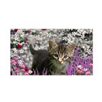 Emma In Flowers I, Little Gray Tabby Kitty Cat Satin Wrap Front