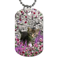 Emma In Flowers I, Little Gray Tabby Kitty Cat Dog Tag (two Sides) by DianeClancy