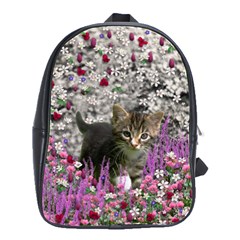 Emma In Flowers I, Little Gray Tabby Kitty Cat School Bags(large)  by DianeClancy