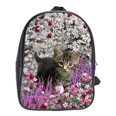 Emma In Flowers I, Little Gray Tabby Kitty Cat School Bags (xl)  by DianeClancy