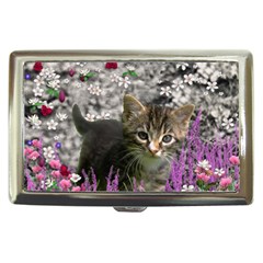 Emma In Flowers I, Little Gray Tabby Kitty Cat Cigarette Money Cases by DianeClancy