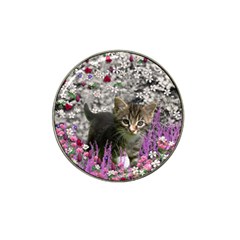 Emma In Flowers I, Little Gray Tabby Kitty Cat Hat Clip Ball Marker (4 Pack) by DianeClancy