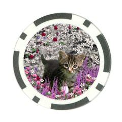 Emma In Flowers I, Little Gray Tabby Kitty Cat Poker Chip Card Guards (10 Pack)  by DianeClancy