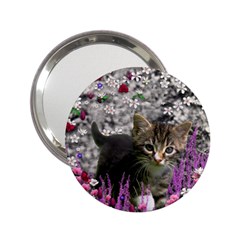 Emma In Flowers I, Little Gray Tabby Kitty Cat 2 25  Handbag Mirrors by DianeClancy