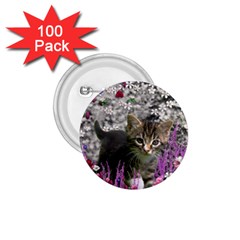 Emma In Flowers I, Little Gray Tabby Kitty Cat 1 75  Buttons (100 Pack)  by DianeClancy