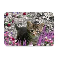 Emma In Flowers I, Little Gray Tabby Kitty Cat Plate Mats