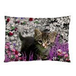 Emma In Flowers I, Little Gray Tabby Kitty Cat Pillow Case 26.62 x18.9  Pillow Case