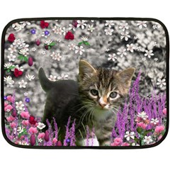 Emma In Flowers I, Little Gray Tabby Kitty Cat Fleece Blanket (mini) by DianeClancy