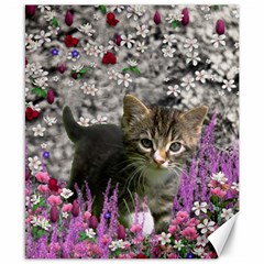 Emma In Flowers I, Little Gray Tabby Kitty Cat Canvas 8  X 10  by DianeClancy