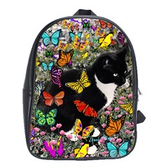 Freckles In Butterflies I, Black White Tux Cat School Bags (xl)  by DianeClancy