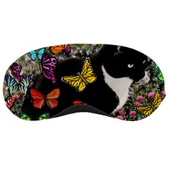 Freckles In Butterflies I, Black White Tux Cat Sleeping Masks by DianeClancy