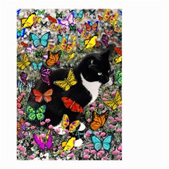 Freckles In Butterflies I, Black White Tux Cat Small Garden Flag (two Sides) by DianeClancy