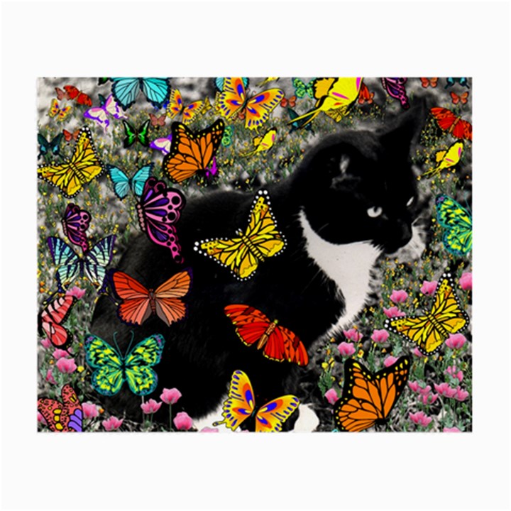 Freckles In Butterflies I, Black White Tux Cat Small Glasses Cloth (2-Side)