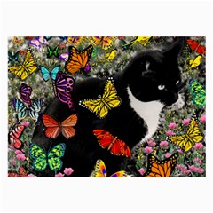 Freckles In Butterflies I, Black White Tux Cat Large Glasses Cloth (2-side) by DianeClancy