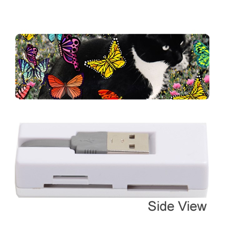 Freckles In Butterflies I, Black White Tux Cat Memory Card Reader (Stick) 