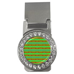 Bright Green Orange Lines Stripes Money Clips (cz)  by BrightVibesDesign