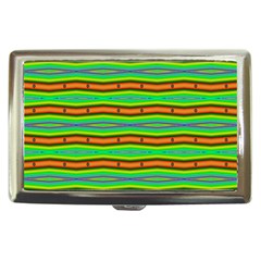 Bright Green Orange Lines Stripes Cigarette Money Cases by BrightVibesDesign