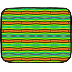 Bright Green Orange Lines Stripes Double Sided Fleece Blanket (mini)  by BrightVibesDesign