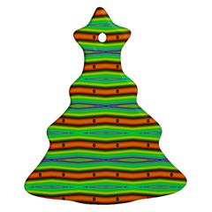 Bright Green Orange Lines Stripes Ornament (christmas Tree) by BrightVibesDesign