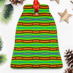 Bright Green Orange Lines Stripes Ornament (bell) 