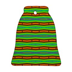 Bright Green Orange Lines Stripes Bell Ornament (2 Sides)