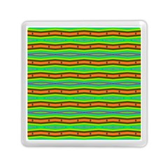 Bright Green Orange Lines Stripes Memory Card Reader (square) 