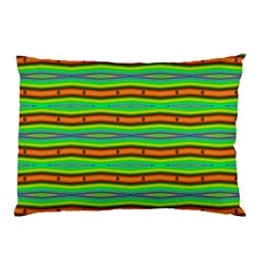 Bright Green Orange Lines Stripes Pillow Case (two Sides)