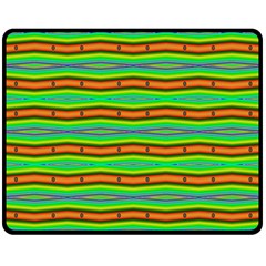 Bright Green Orange Lines Stripes Double Sided Fleece Blanket (medium) 