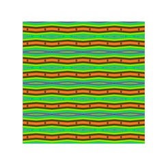 Bright Green Orange Lines Stripes Small Satin Scarf (square)  by BrightVibesDesign