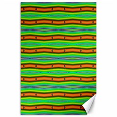 Bright Green Orange Lines Stripes Canvas 24  X 36  by BrightVibesDesign