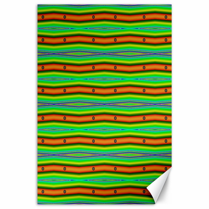 Bright Green Orange Lines Stripes Canvas 24  x 36 