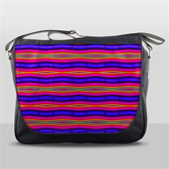 Bright Pink Purple Lines Stripes Messenger Bags by BrightVibesDesign