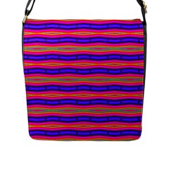 Bright Pink Purple Lines Stripes Flap Messenger Bag (l)  by BrightVibesDesign