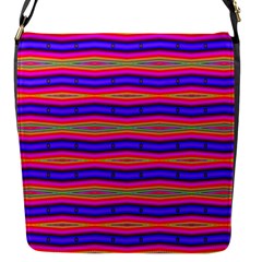 Bright Pink Purple Lines Stripes Flap Messenger Bag (s) by BrightVibesDesign