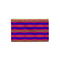 Bright Pink Purple Lines Stripes Cosmetic Bag (xs) by BrightVibesDesign