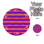 Bright Pink Purple Lines Stripes Playing Cards 54 (Round)  Front - Heart2