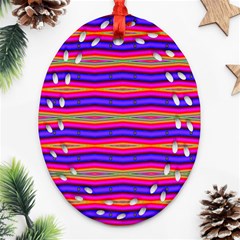 Bright Pink Purple Lines Stripes Ornament (oval Filigree)  by BrightVibesDesign