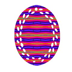 Bright Pink Purple Lines Stripes Oval Filigree Ornament (2-side) 