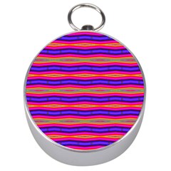 Bright Pink Purple Lines Stripes Silver Compasses by BrightVibesDesign