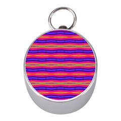 Bright Pink Purple Lines Stripes Mini Silver Compasses by BrightVibesDesign