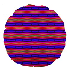 Bright Pink Purple Lines Stripes Large 18  Premium Flano Round Cushions by BrightVibesDesign